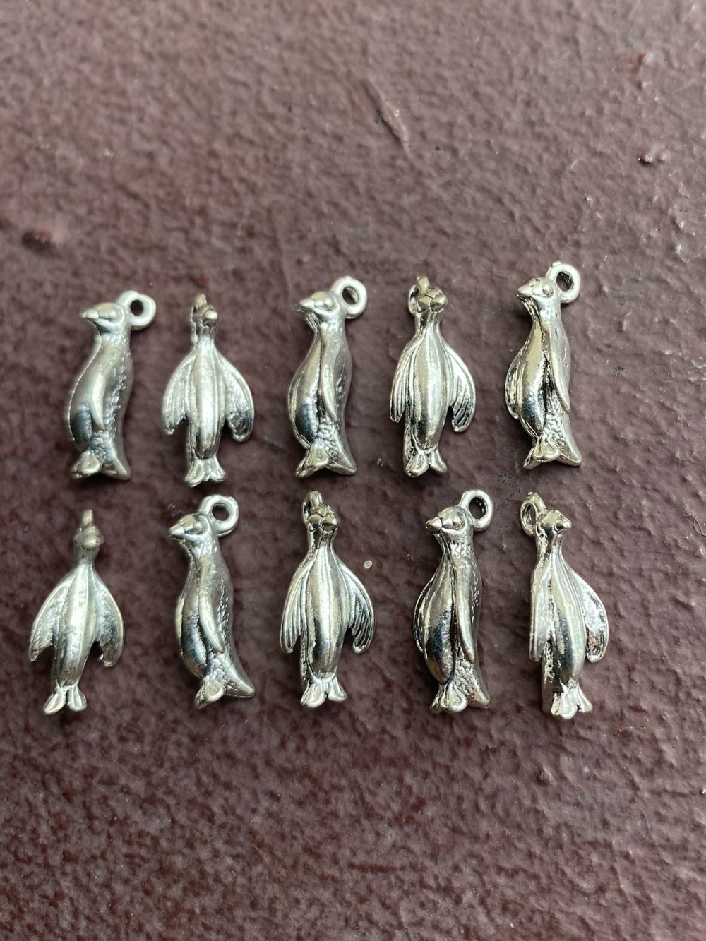 10 Piece Stainless Steel Silver Penguin Charm / Pendants for DIY Jewelry Making